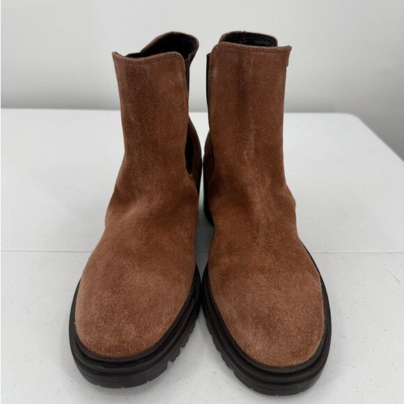 Geox Respira Damiana Women's Brown Suede Leather Heeled Ankle Boots Size 39.5 - Picture 4 of 11